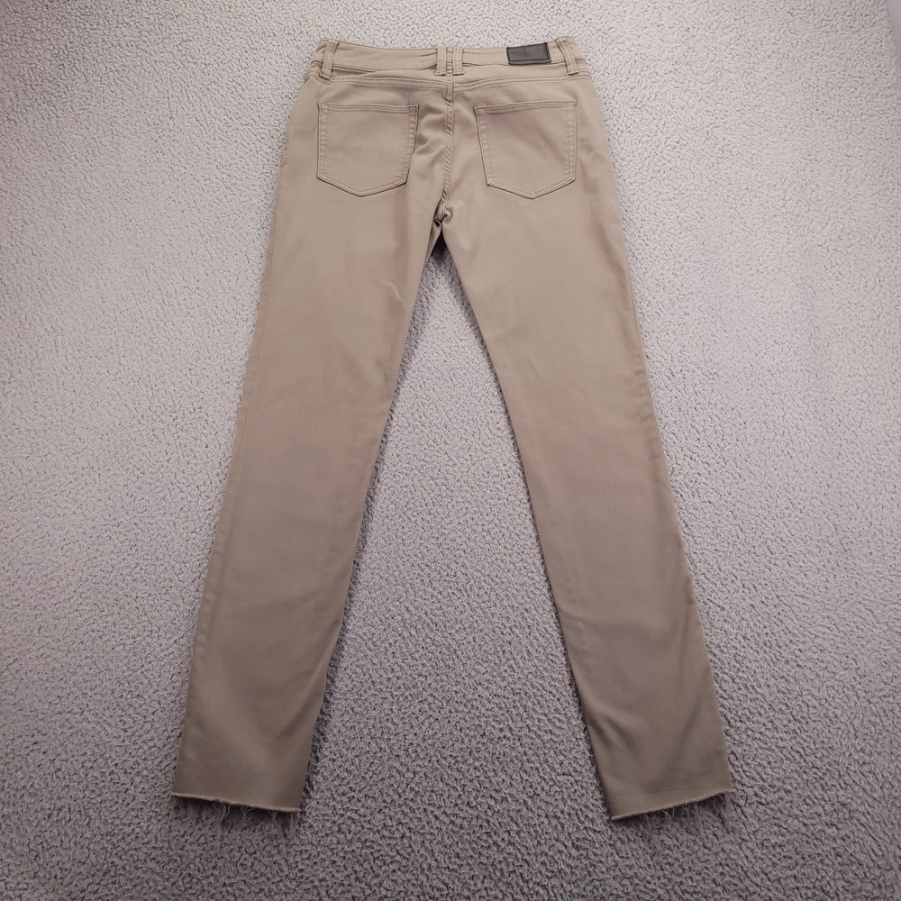 BURBERRY BRIT Pants Size 28 Skinny Low Rise Taupe/Olive Stretch Raw Hem